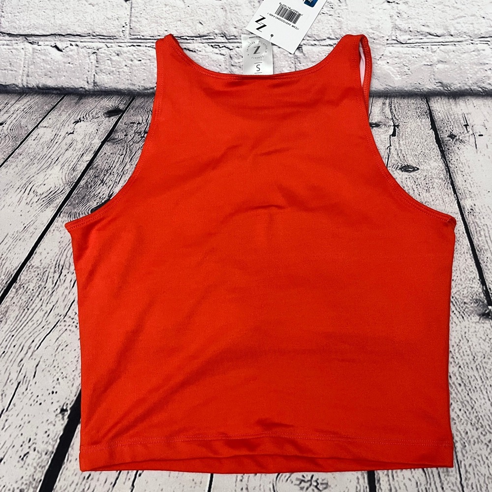ZOOZATZ Women's Orange Cropped Tank Top with 'U' Logo - Picture 6 of 6